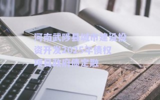 河南武陟縣城市建設(shè)投資開發(fā)2025年債權(quán)項目政府債定融