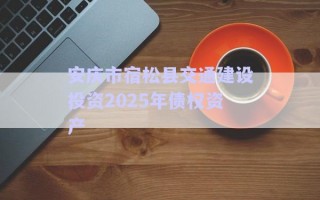 安慶市宿松縣交通建設(shè)投資2025年債權(quán)資產(chǎn)